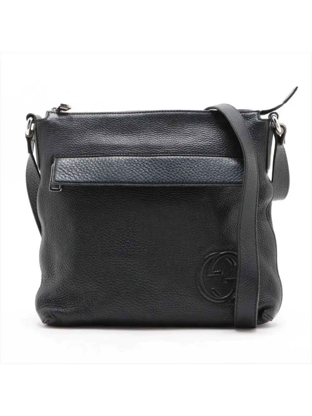 Gucci Interlocking Leather Shoulder Bag Crossbody Messenger Black